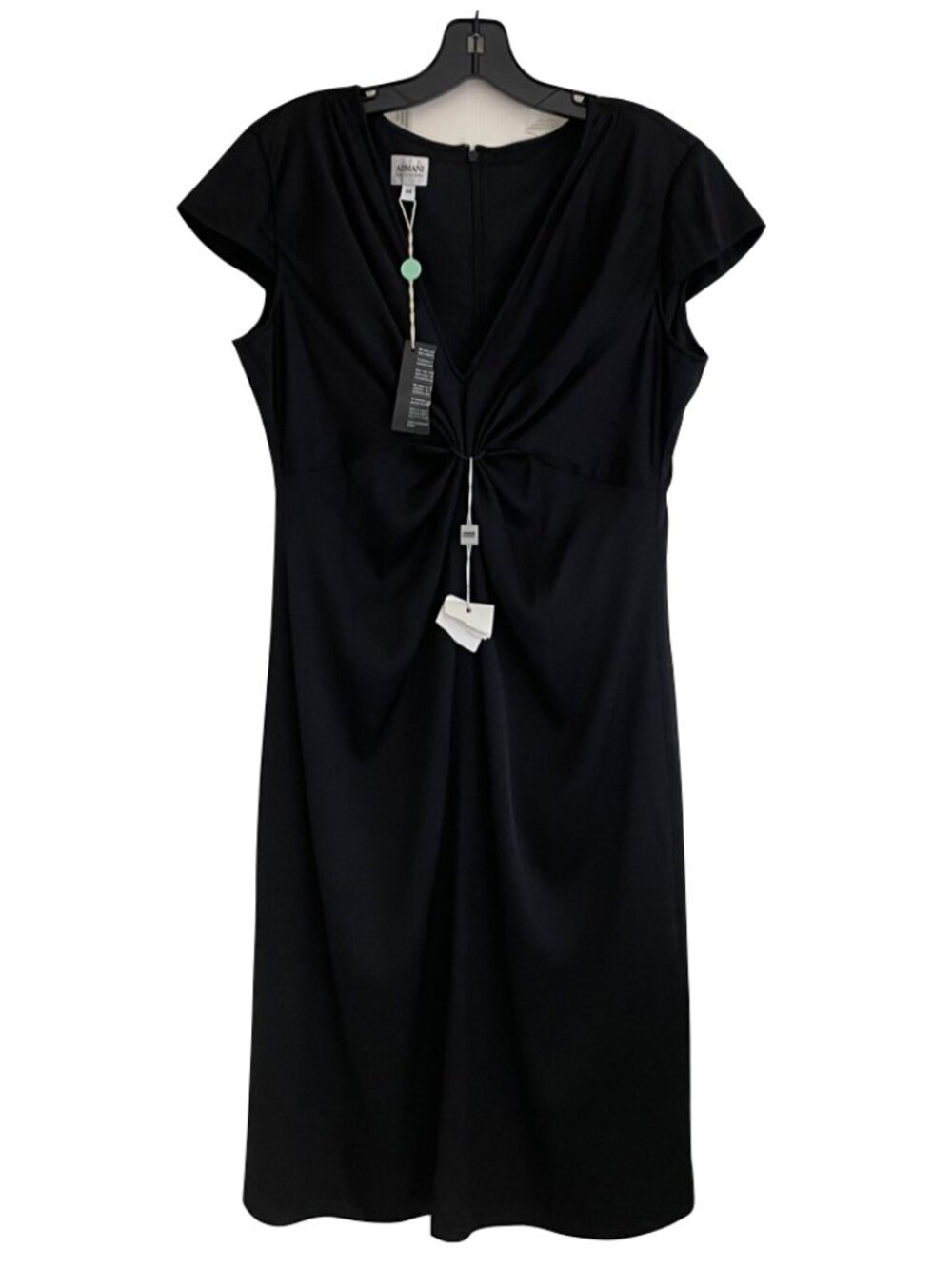 Armani Collezioni Silk Black Cocktail Gathered Waist Dress
